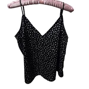 A New Day Black Heart Print Women's Top, Size Large